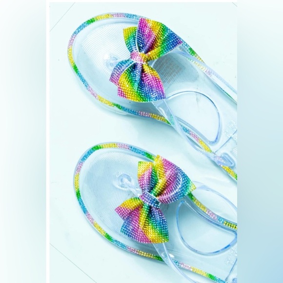Multi Colored Bow Clear Jelly Flip-Flop Sandals - Picture 2 of 4